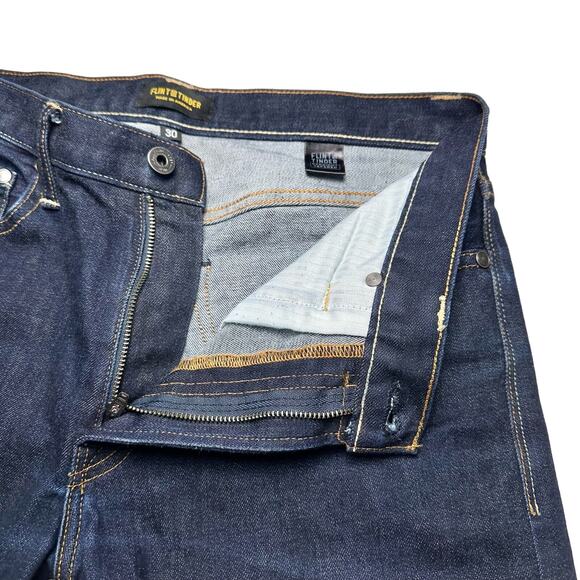 Flint & Tinder | Men | Dark Straight Tapered Stretch Selvedge Denim Jeans | 30 - Picture 9 of 13
